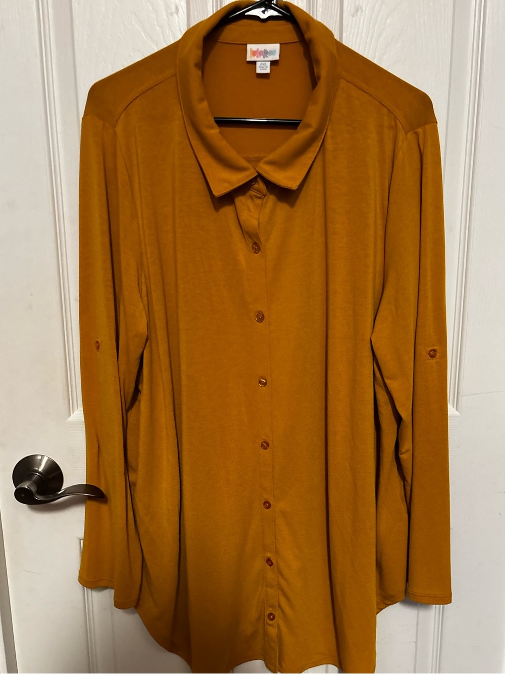 Lularoe Like New 2XL Valentina Button Long Sleeve Golden Mustard Fall